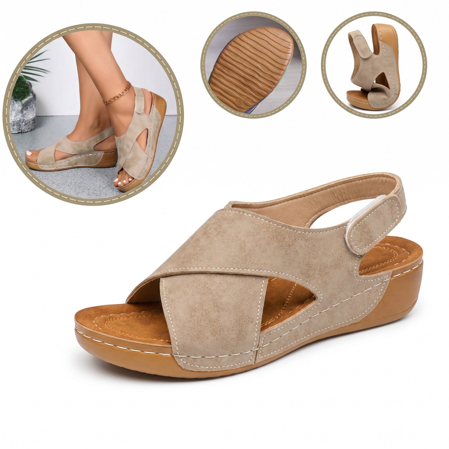 Sandali ortopedici ergonomici — Con supporto plantare per alleviare il dolore ai piedi, stabilizzare il tallone e ridurre l'instabilità durante la deambulazione