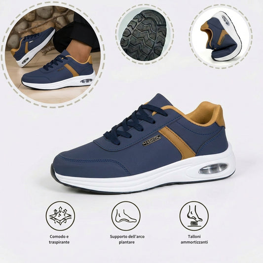 Scarpe ortopediche comode: dotate di supporto per l'arco plantare, alleviano il dolore; leggere, ammortizzanti e con tomaia in pelle impermeabile.
