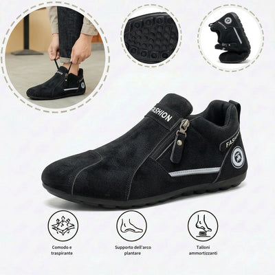Scarpe ortopediche comode: supporto ergonomico dell'arco plantare, alleviano il dolore, forma ampia che non stringe il piede.