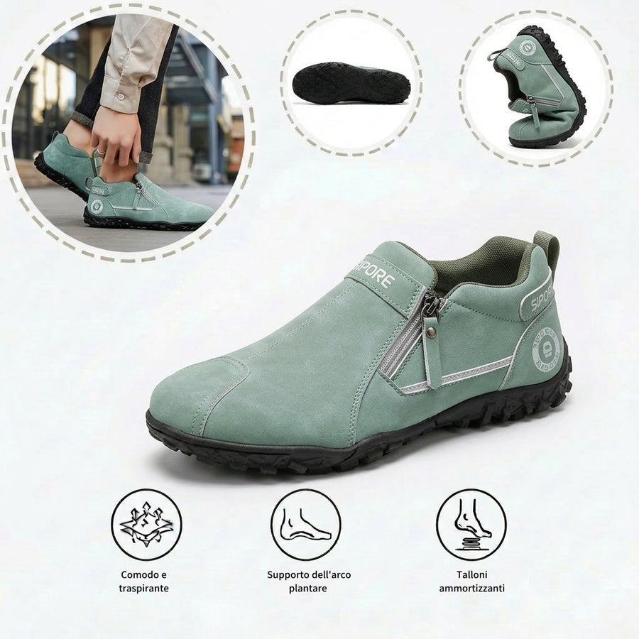 Scarpe ortopediche comode: dotate di supporto per l'arco plantare, alleviano il dolore; leggere e ammortizzanti, con tomaia in pelle di facile manutenzione.