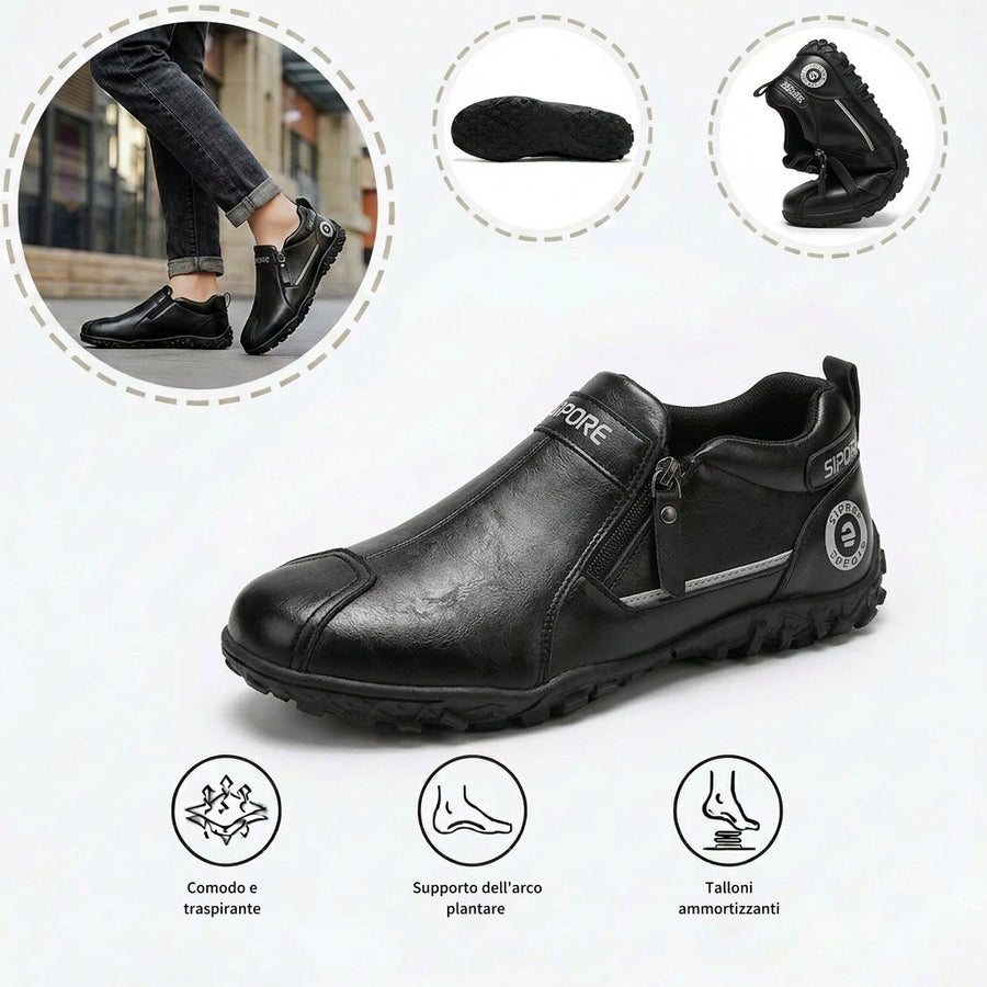 Scarpe ortopediche comode: dotate di supporto per l'arco plantare, alleviano il dolore; leggere e ammortizzanti, con tomaia in pelle di facile manutenzione.