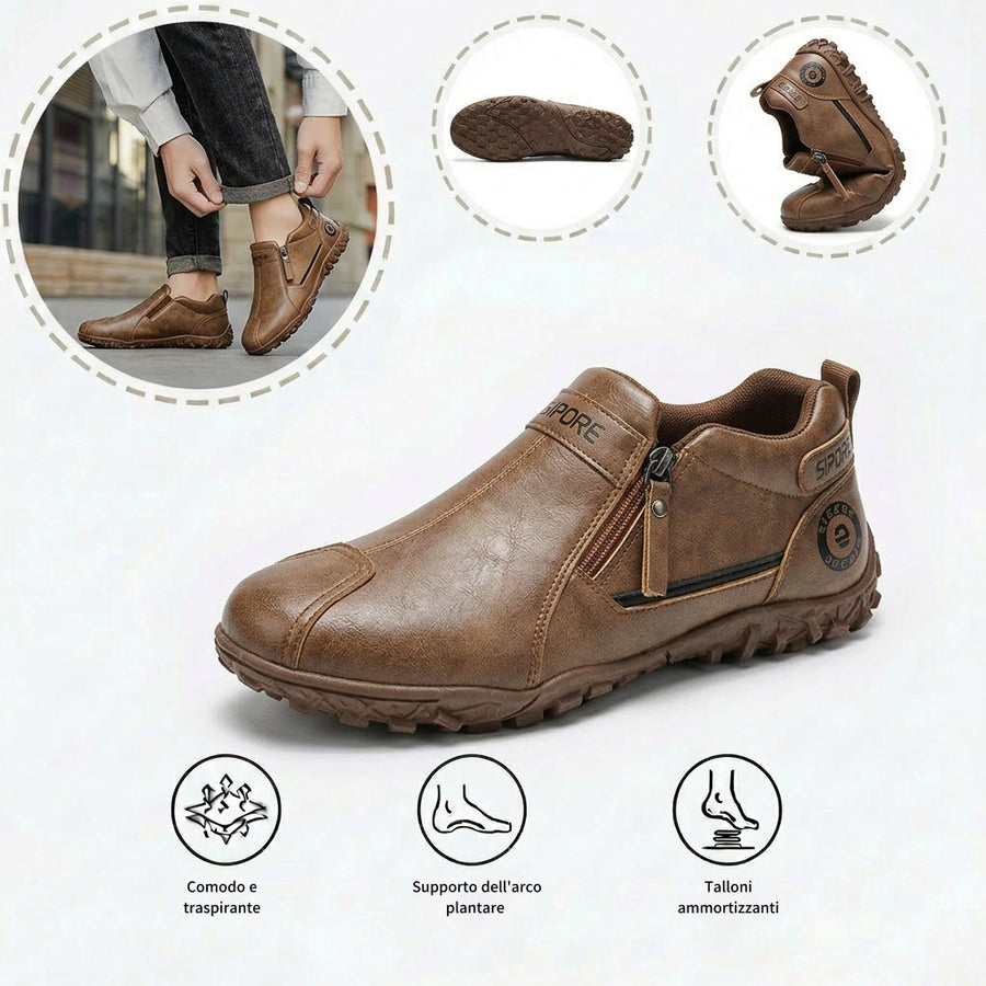Scarpe ortopediche comode: dotate di supporto per l'arco plantare, alleviano il dolore; leggere e ammortizzanti, con tomaia in pelle di facile manutenzione.