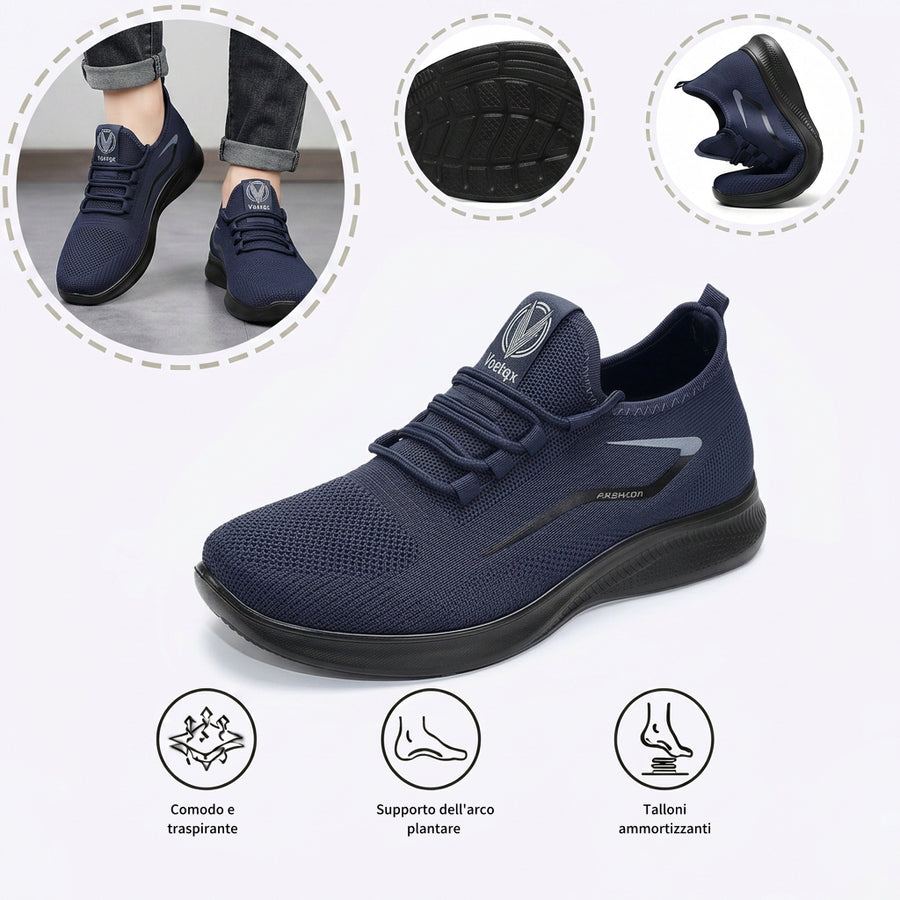 Scarpe sportive ortopediche a rete: con supporto per l'arco plantare, per alleviare il dolore; morbide e ammortizzanti.