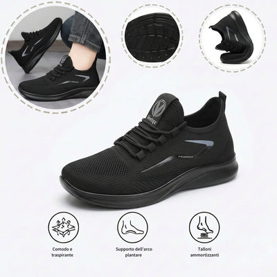 Scarpe sportive ortopediche a rete: con supporto per l'arco plantare, per alleviare il dolore; morbide e ammortizzanti.