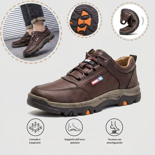 Scarpe ortopediche comode e casual – Realizzate a mano in pelle di vacchetta italiana, con supporto per l'arco plantare