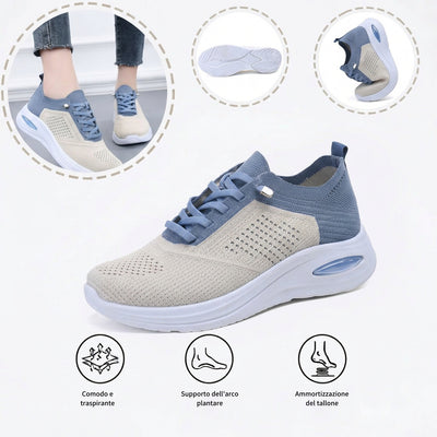 Scarpe sportive ortopediche a rete: con supporto per l'arco plantare, per alleviare il dolore; morbide e ammortizzanti.