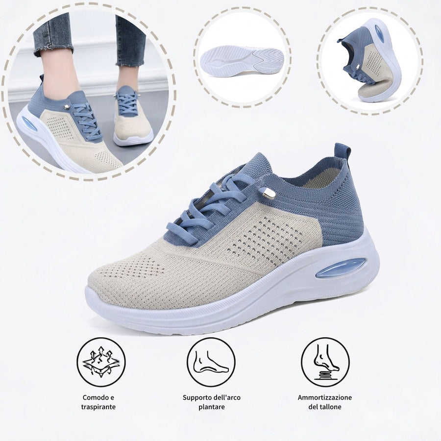 Scarpe sportive ortopediche a rete: con supporto per l'arco plantare, per alleviare il dolore; morbide e ammortizzanti.