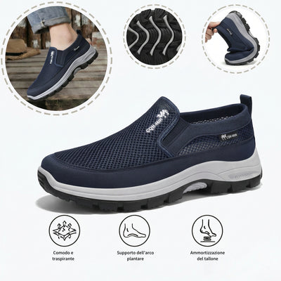 Scarpe sportive ortopediche a rete: con supporto per l'arco plantare, per alleviare il dolore; morbide e ammortizzanti.