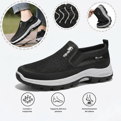 Scarpe sportive ortopediche a rete: con supporto per l'arco plantare, per alleviare il dolore; morbide e ammortizzanti.