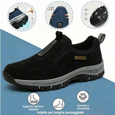 Comode scarpe ortopediche in pelle scamosciata — con supporto per l'arco plantare, per alleviare il dolore