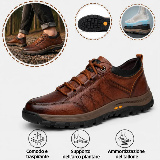 Scarpe ortopediche casual comode — realizzate a mano in pelle bovina italiana, con supporto dell’arco plantare.