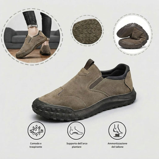 Comode scarpe ortopediche in pelle scamosciata — con supporto per l'arco plantare, per alleviare il dolore; consigliate dai podologi!