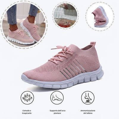 Scarpe sportive ortopediche a rete: con supporto per l'arco plantare, per alleviare il dolore; morbide e ammortizzanti.