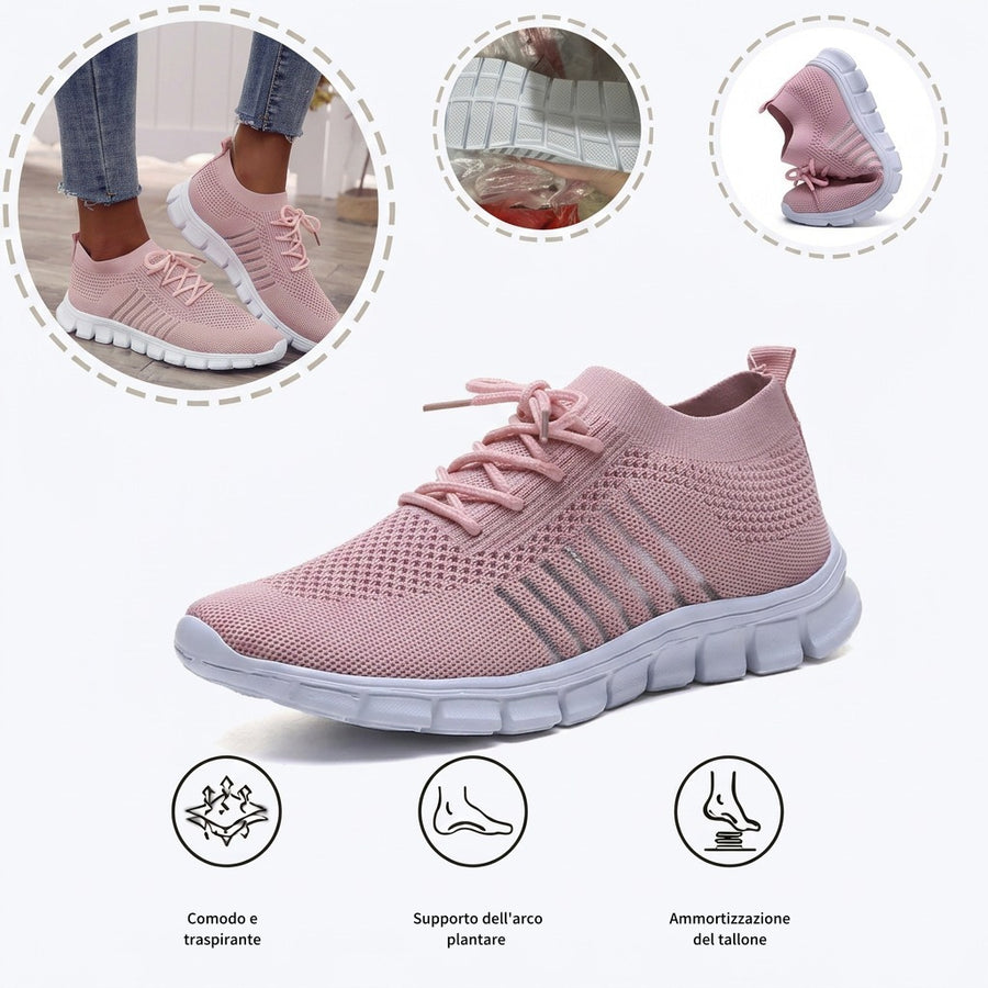 Scarpe sportive ortopediche a rete: con supporto per l'arco plantare, per alleviare il dolore; morbide e ammortizzanti.