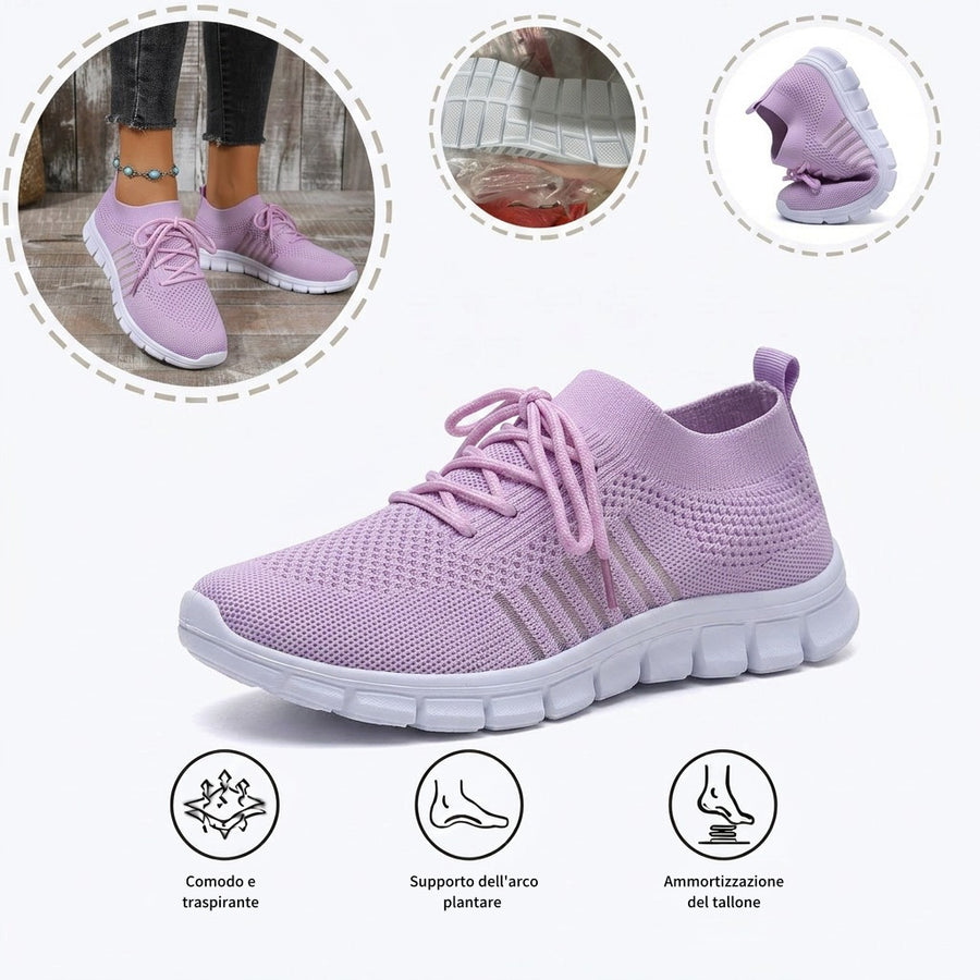 Scarpe sportive ortopediche a rete: con supporto per l'arco plantare, per alleviare il dolore; morbide e ammortizzanti.