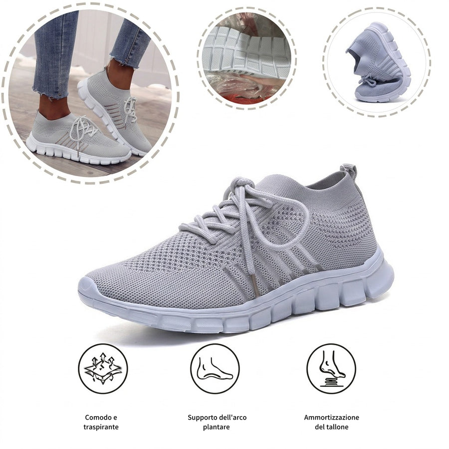 Scarpe sportive ortopediche a rete: con supporto per l'arco plantare, per alleviare il dolore; morbide e ammortizzanti.