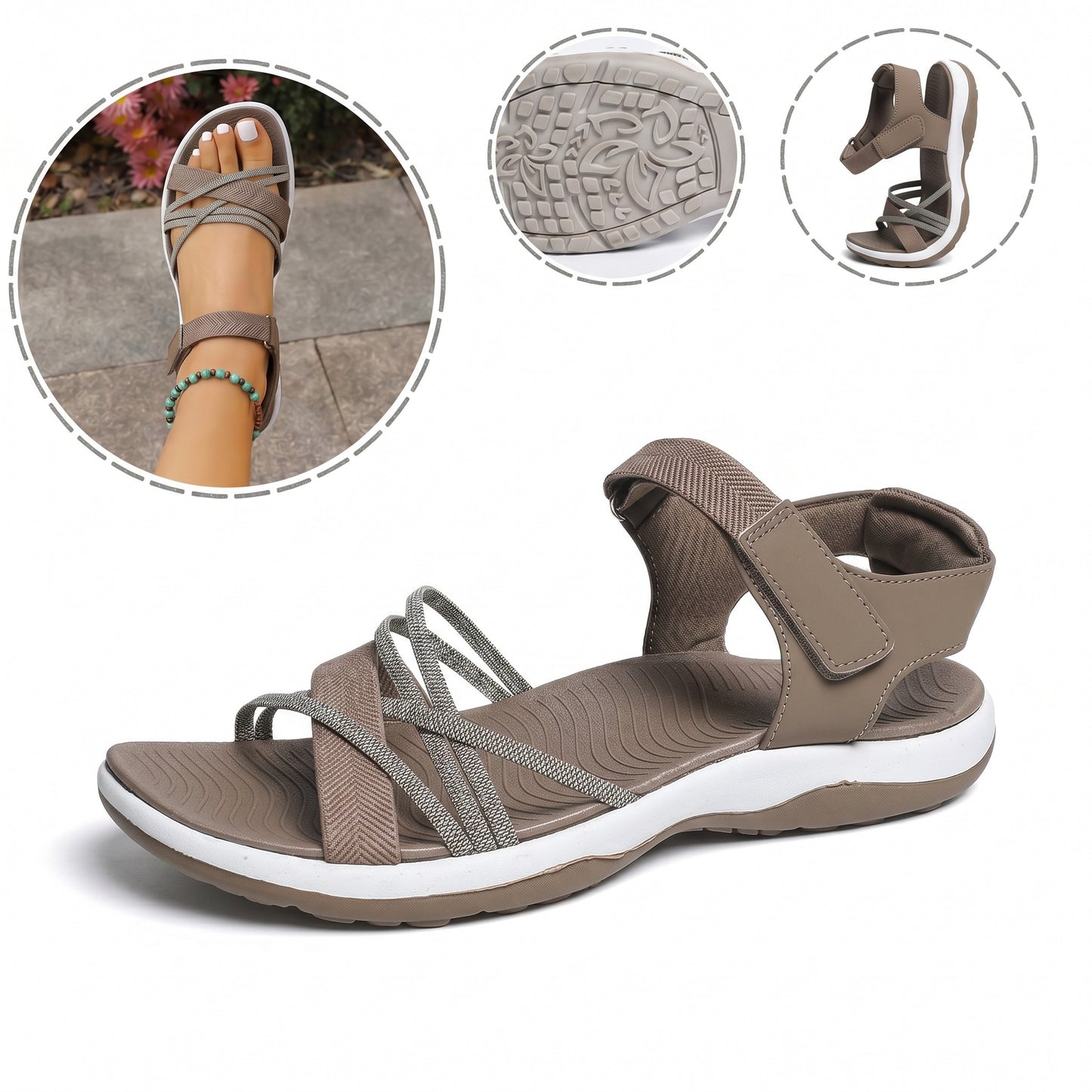 Sandali ortopedici ergonomici — Con supporto plantare per alleviare il dolore ai piedi, stabilizzare il tallone e ridurre l'instabilità durante la deambulazione