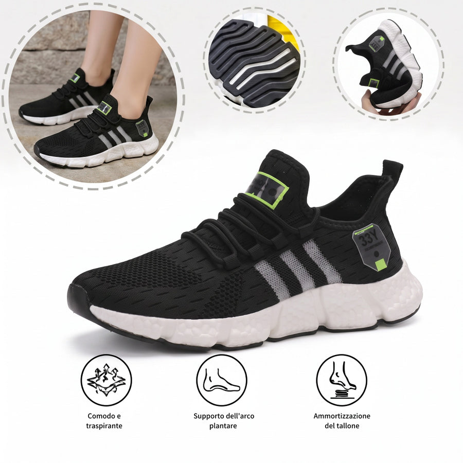 Scarpe sportive ortopediche a rete: con supporto per l'arco plantare, per alleviare il dolore; morbide e ammortizzanti.