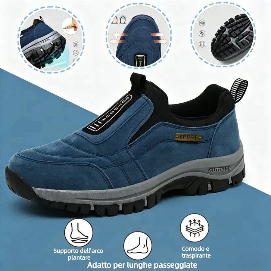 Comode scarpe ortopediche in pelle scamosciata — con supporto per l'arco plantare, per alleviare il dolore