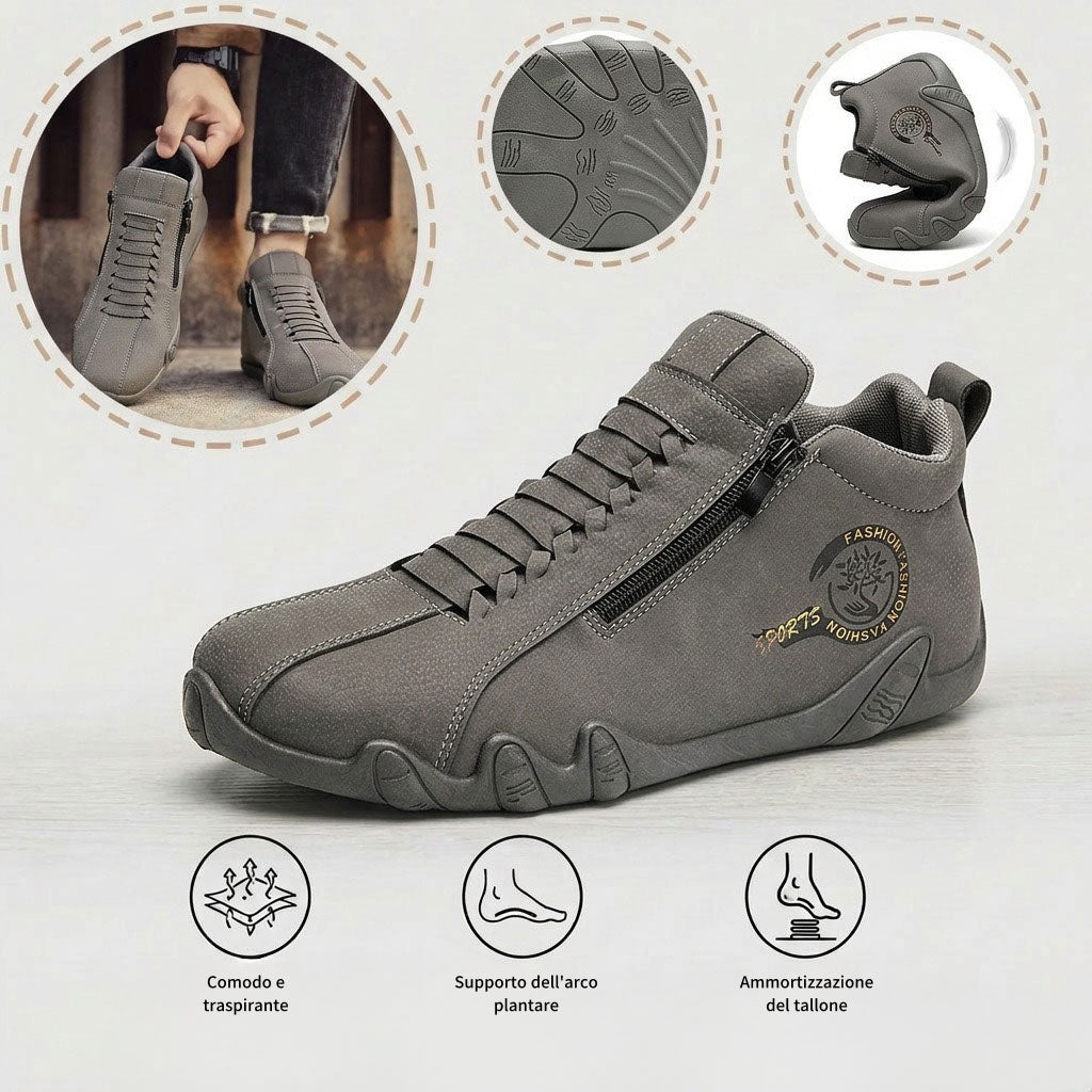Scarpe ortopediche comode: supporto plantare ergonomico per alleviare il dolore, forma ampia che non stringe il piede.