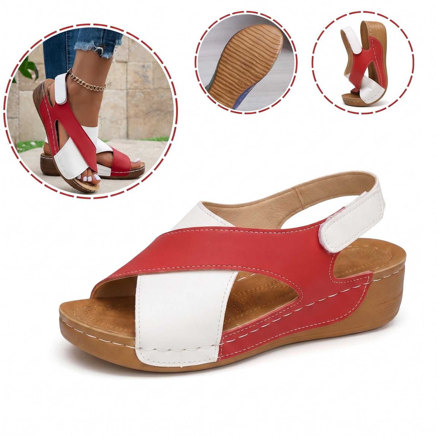 Sandali ortopedici ergonomici — Con supporto plantare per alleviare il dolore ai piedi, stabilizzare il tallone e ridurre l'instabilità durante la deambulazione
