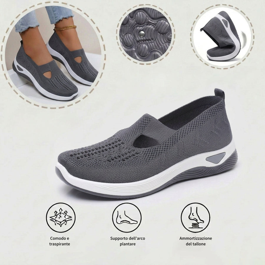 Scarpe sportive ortopediche in rete: con supporto per l'arco plantare per alleviare il dolore; ammortizzazione morbida.