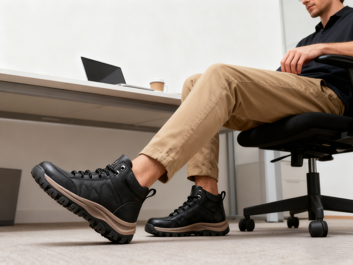 Scarpe ortopediche da lavoro: realizzate a mano in pelle di vacchetta italiana; con supporto per l'arco plantare; antiscivolo e resistenti.