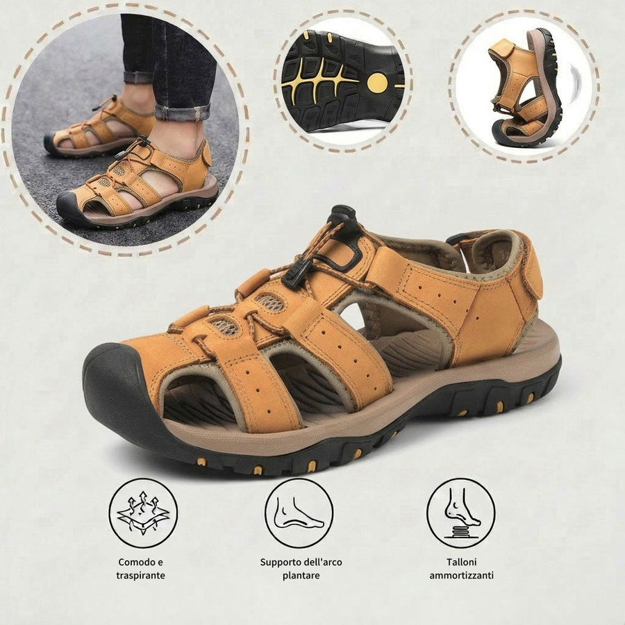 Sandali con protezione per le dita dei piedi: dotati di supporto per l'arco plantare, alleviano il dolore; leggeri e ammortizzanti.
