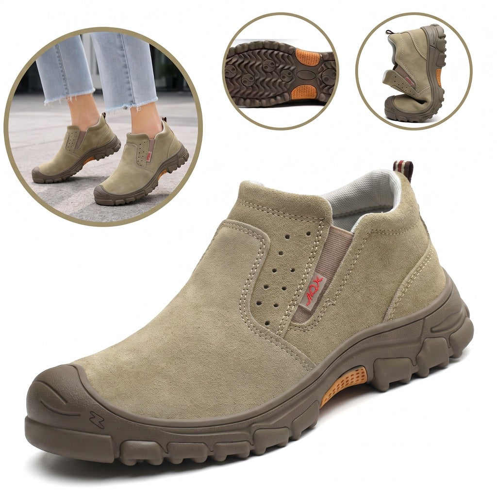 Scarpe ortopediche in morbida pelle scamosciata: morbide e confortevoli, con un ottimo sostegno - alleviano il dolore ai piedi.