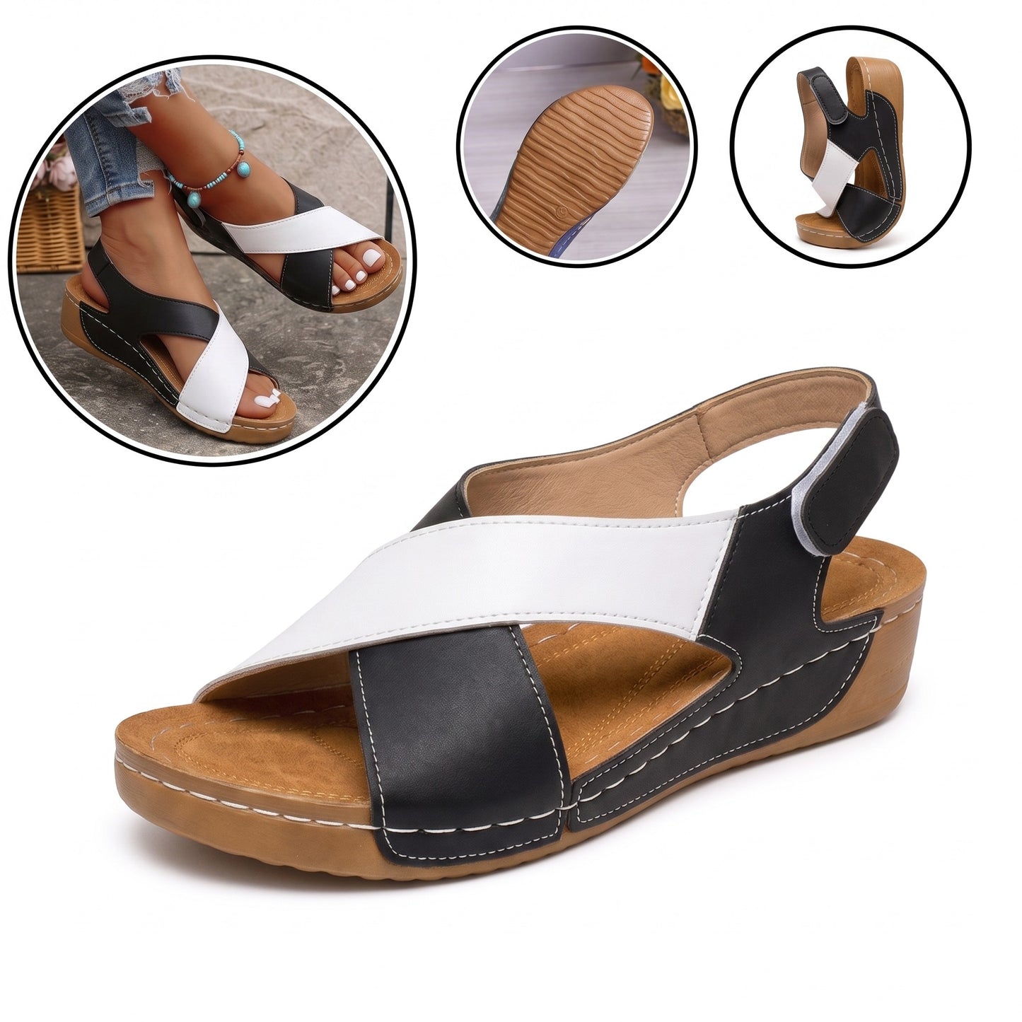 Sandali ortopedici ergonomici — Con supporto plantare per alleviare il dolore ai piedi, stabilizzare il tallone e ridurre l'instabilità durante la deambulazione